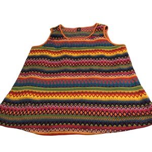 SHEIN Curve Tribal Zigzag Stripe Knit Tank Top Orange Blue Pink Yellow XL